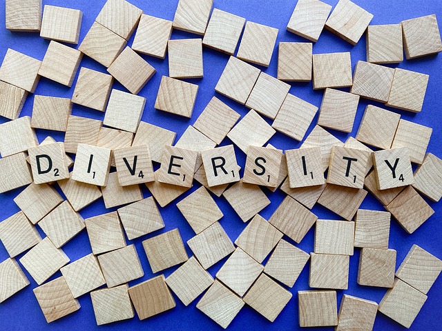 The word diversity  written in Scrabble tiles
